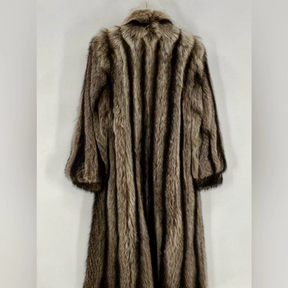 PHIL M STUPP RACCOON FUR COAT CHOCOLATE BROWN & CREAM GENUINE ❄️🎄❤️‍🔥 - Picture 4 of 8